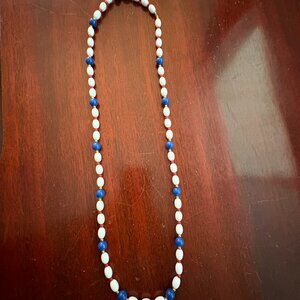 Red , White, Blue and Gold Beaded 17" Necklace